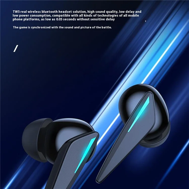 Bluetooth Wireless Gaming Headset TWS Waterproof In-Ear Headphone with Cool Light Effect